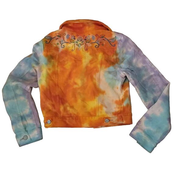 Old Navy Tie Dye Denim‎ Cotton Jacket With Seed Bead Design Womens Size M 00016 - Picture 2 of 9